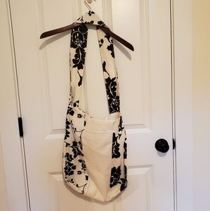Hand-made Floral Black and White Cotton Tote Bag